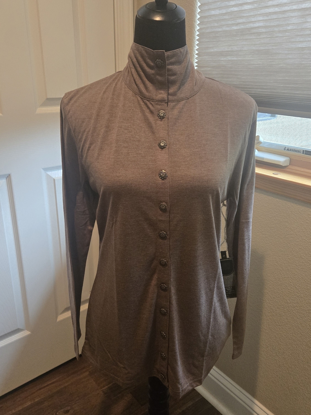 Double D Ranch Marled Brown Button-Down Long Sleeve Top